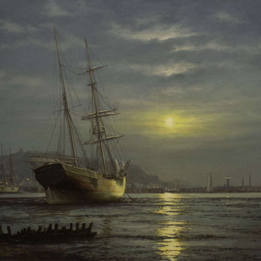 'Low Tide & Moonlight, Scarborough'