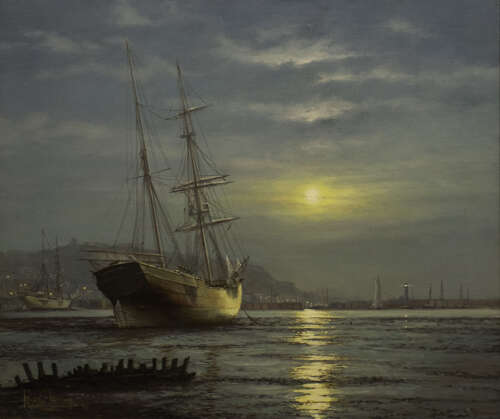 'Low Tide & Moonlight, Scarborough'